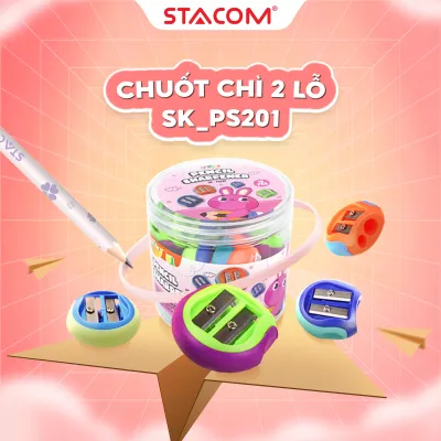 Chuốt Gọt Bút Chì Gỗ Học Sinh STAKIDS - Thiết Kế 2 Lỗ Cơ Bản - Pencil Sharpener SK_PS201- Màu Sắc Nổi Bật