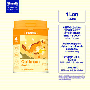 Sữa bột Vinamilk Optimum Gold 4-Hộp thiếc 850g (cho trẻ từ 2- 6 tuổi) - Sữa công thức giúp Tăng cân chiều cao tiêu hóa phát triển não bộ