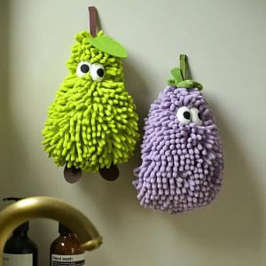 Chenille Hand Towel Hanging Gift Kitchen Absorbent Cute Big Eyes Cartoon Design Non-Slip Towel