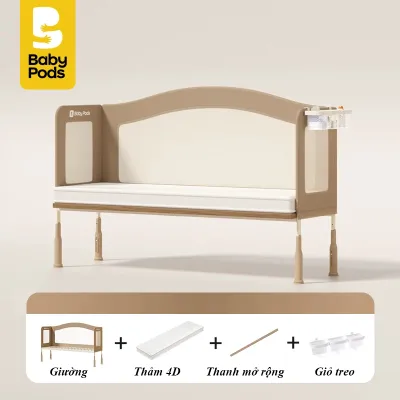 Giường cũi giường trẻ em sofa ghép cạnh giường ba mẹ Babypods (tùy chỉnh độ cao 11 mức xếp gọn)