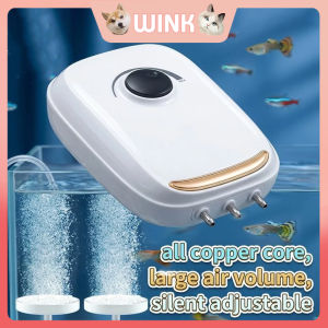 Silent Aquarium Air Pump Oxygen Aerator Fish Tank Adjustable Low Noise Copper Core White