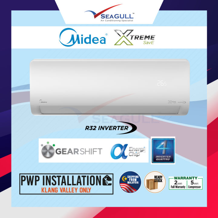 Midea Inverter R32 Wall Mounted Xtreme Save Series 10hp 25hp Msxs Aircond Extended Warranty 2701