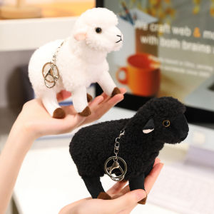 JOJO CASTLE 18/30cm Lifelike Sheep Plush Toy WhiteBlack Simulated Goat Plush Doll Sheep Pendant Stuffed Animal Toy Birthday Gift For Kid