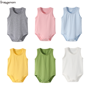 Summer Suit Cotton Baby Boy Baby Girl Bodusuit Solid Color Sleeveless Toddler Babise Romper Clothes for Newborns