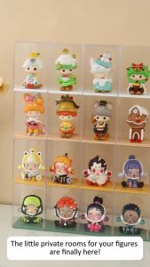 Action Figure Display Stand Dustproof Storage Box Popmart Blind Box Transparent Organiser Cabinet