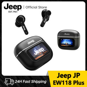 Jeep EW118Plus TWS Smart Touch Wireless Headphones Bluetooth Earphone Bluetooth 5.4 ANC Noise Cancelling Headphones Bass Waterproof Sports Music Headset Built-in Flashlight Function With 500mah Charging Case For IOS Android