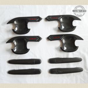 Paket Outer Cover Door Handle Pegangan Pintu Mobil Calya 2016 - 2022 Carbon Glossy