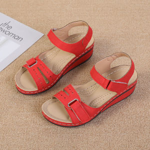 Free Shipping Plus-Size Sandals New Summer Styles Wedge-Heeled Casual Open-Toe Sandals Roman-Style For Outdoor Wear With Velcro Straps