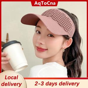 [COD] AqToCna Ship within 24 hours Summer Anti-UV Sun Hat Women Empty Top Hat Travel Beach Outdoor Sports Visor Cap Knitted Baseball Hat