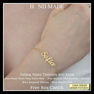 gelang nama titanium anti karat anak dewasa gelang titanium emas gelang titanium anti karat bracelet aksesoris fashion
