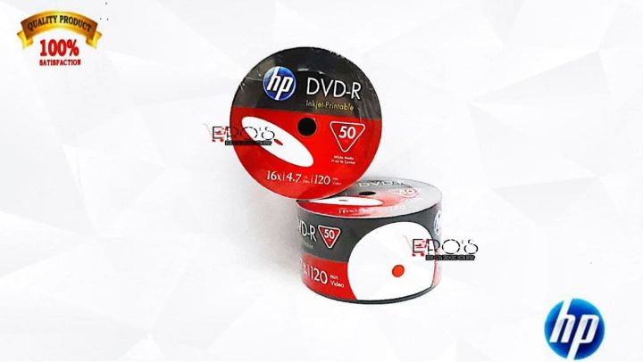 Hp DVD-R 4.7GB Blank - Inkjet Printable DVD CD 50 Pieces Pack of 2 ...