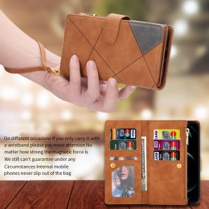 สำหรับ Samsung A12 A22 A32 A42 A52 A72 A82 5G หนังซิปกระเป๋าสตางค์บัตรหลายช่องใส่เงินสดพลิก Folio Kickstandกระเป๋าสายรัดข้อมือ