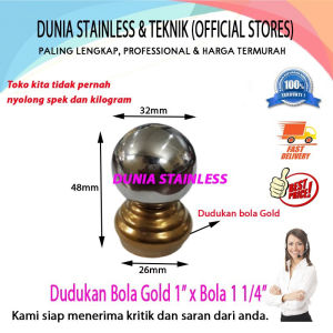 Mahkota Stainless Bola 1" x 1 1/4" gold Aksesories stainless steel tangga pagar kanopi balkon