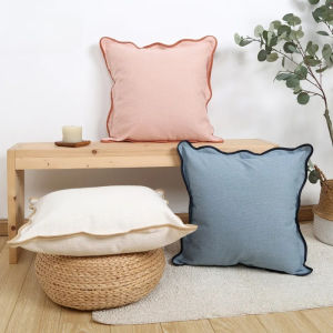 Bohemian Solid Color Linen Cushion Cover Wavy Edge Pillow Case for Sofa Bedroom Decor 1PC Boho Home Decor Throw Pillow Cover2026