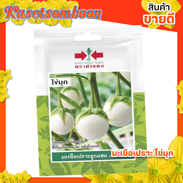 เมล็ดพันธุ์มะเขือเปราะ ขาว ไข่มุก ตราศรแดง สีขาวนวล