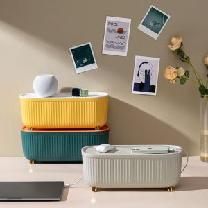 XUANY จุได้มาก กล่องเก็บสายเคเบิลลายทาง การประหยัดพื้นที่ เก็บให้เป็นระเบียบ กล่องเก็บสายไฟแบบเสียบบอร์ด มีประโยชน์และดี พลาสติกทำจากพลาสติก ตัวยึดบอร์ดเราเตอร์ สำหรับบ้าน