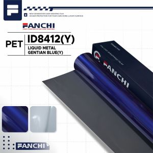 152Cm Sticker FANCHI ID-8412 (Y) Liquid Metal Gentian Blue PET / Meter