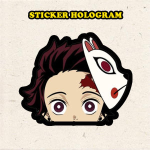 Stiker Hologram Anime TANJIRO Demon slayer ukuran 8 cm