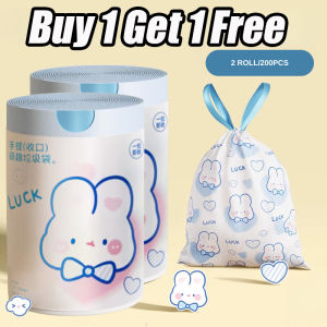 200pcs Drawstring Garbage Bag Thickened AutomaticClosing Kitchen Trash Bag Portable Garbage Bag Bathroom Trash Bags