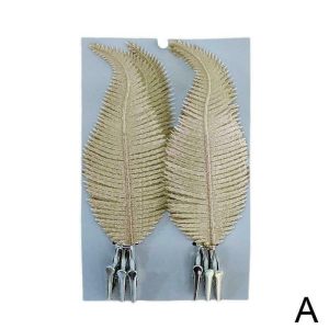 6pcs/set Glittery 22cm Feather Clip DIY New Year Merry Christmas Ornament Christmas Tree Decoration Party Supplies Home Decor