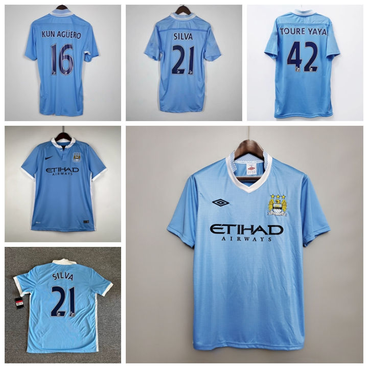 Manchester City No42 Toure Yaya Home Long Sleeves Soccer Club Jersey