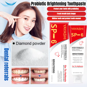 Enzymatic Probiotic Toothpaste Teeth Whitening Yellow Stain Reduction Freshens Breath Supports Oral Microbiome Health 120 Gram Tube Daily Plaque Control Toothpaste