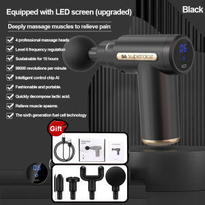 Lucky House Massage Gun High Frequency Vibration Fascial Gun Muscle Relaxation Massager 6 Adjustable Speed 4 Heads