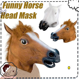 Realistic Horse Head Masks Full Head Fur Mane Latex Creepy Animal Mask Fancy Dress for Costume Party