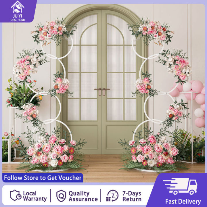 JUYI Iron Round Flower Stand Arch Wedding Stand Flower Rack Plants Stand Easy to install Lazada PH