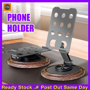 Metal Phone Holder 360° Rotatable Foldable Heavy-Duty Holder Wood Grain Pemegang Telefon Penyangga Telefon Logam 金属手机支架