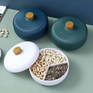 Storage Tray Dried Plate Appetizer Serving Platter for Party Candy Nuts Dish With Cover Kitchen Supply