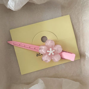 C.three Summer Ice Transparent Duckbill Clip Cherry Blossoms Long Hair Clip Girl Bangs Clip