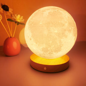 Đèn Ngủ Mặt Trăng Cảm Ứng Xoay 360° Đèn LED Hình Mặt Trăng Sạc USB Để Bàn Đầu Giường Decor