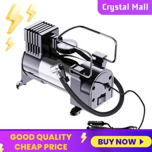 12V Portable Air Compressor with Pressure Gauge Heavy Duty Deluxe Portable Metal Air Compressor Car Tire Inflatable Pump