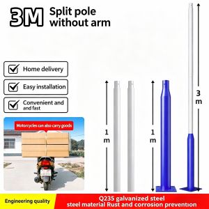 Wind Resistant Split Lamp Pole Universal Fit LED Solar Street Light Outdoor Use - Stable structure strong load bearing Rust & corrosion resistant Tight splicing firm connection.