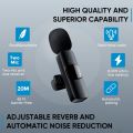 K9 Wireless Microphone Rechargeable Audio Video Recording Mic For Type & IOS Live Vlogging Mobile Phone Microphone. 