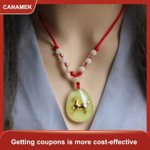 【CANAMEK 】 Chinese Zodiac Red Rop Pendant Necklace Luminous Beads For Women Men Constellation Animal Crystal Choker Lucky Birthday Jewelry