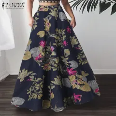 Fancystyle ZANZEA Women Summer Bohemian Floral Print Long Skirt