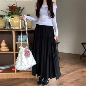 (Stock in KL-040) Maxi Skirt Cute Plain Hem Skirts Ruffle Cute