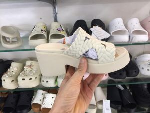 Cross-Mẫu mới Dép lê bánh mì slide quai đan đế cao 6cm dành cho chị em diện cùng với áo dài - TAT19