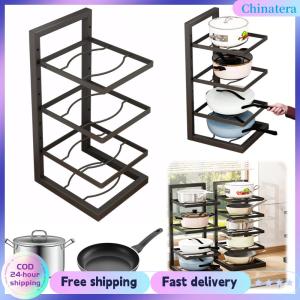 [Chinatera Flagship Store]หม้อและกระทะจัดระเบียบชั้นความสูงที่ปรับได้กระถางชั้นวางถังโลหะหม้อที่ยึดสำหรับเตาอบเตาอบดัตช์