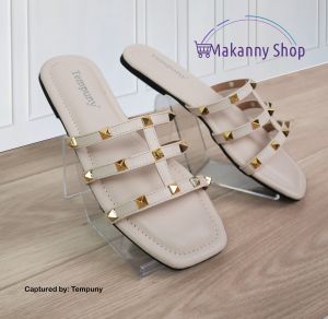 Makanny Shop - Sheril Teplek Kasual Anti Licin Sandal Wanita Model Slip-On Variasi Piramid Anti Licin