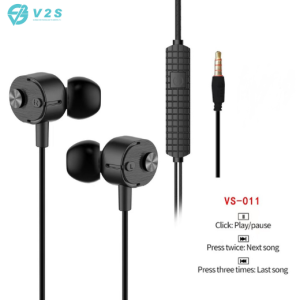 V2S VS011 Earphones Stereo Sound Headset Handsfree Earphone With Mic