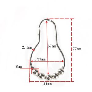 12Pcs Stainless Steel Curtain Hooks Rollerball Shower Curtain Ring Hooks With 5 Rollers