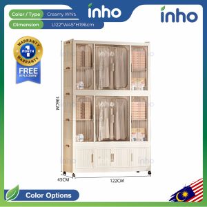 INHO L90-122cm Modern Plastic Cabinet Clothes Storage Multipurpose Foldable Storage Wardrobe