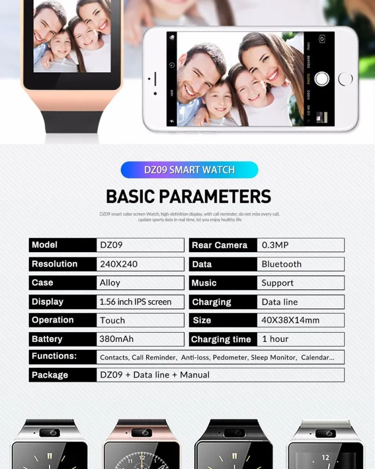 Bluetooth Smartwatch DZ09 Digital Touch Screen Smart Watch women