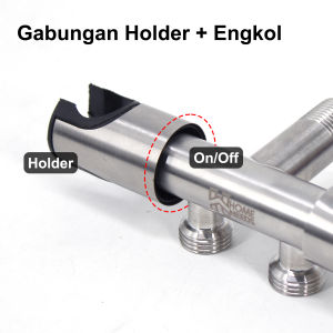 Homeneeds Stop Kran Cabang + Holder Penyanggah Bidet Shower Bahan Stainless SUS 304  JS-123