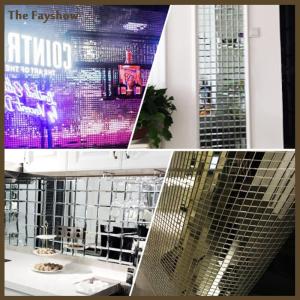 [The Fayshow] 4x100cm Mirror Mosaic Tiles Stickers DIY Self-Adhesive Mini Square Acrylic Wall Sticker Craft Party Home Decor