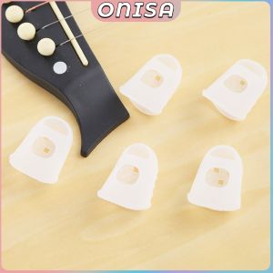 5pcs Silicone Guitar Thumb Picks Finger Cap Protector Non-slip Finger Guard Safety Protect Caps