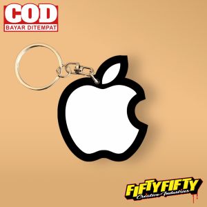 Gantungan Kunci Apple Ganci Bahan Akrilik Gambar 1 Sisi atau 2 Sisi